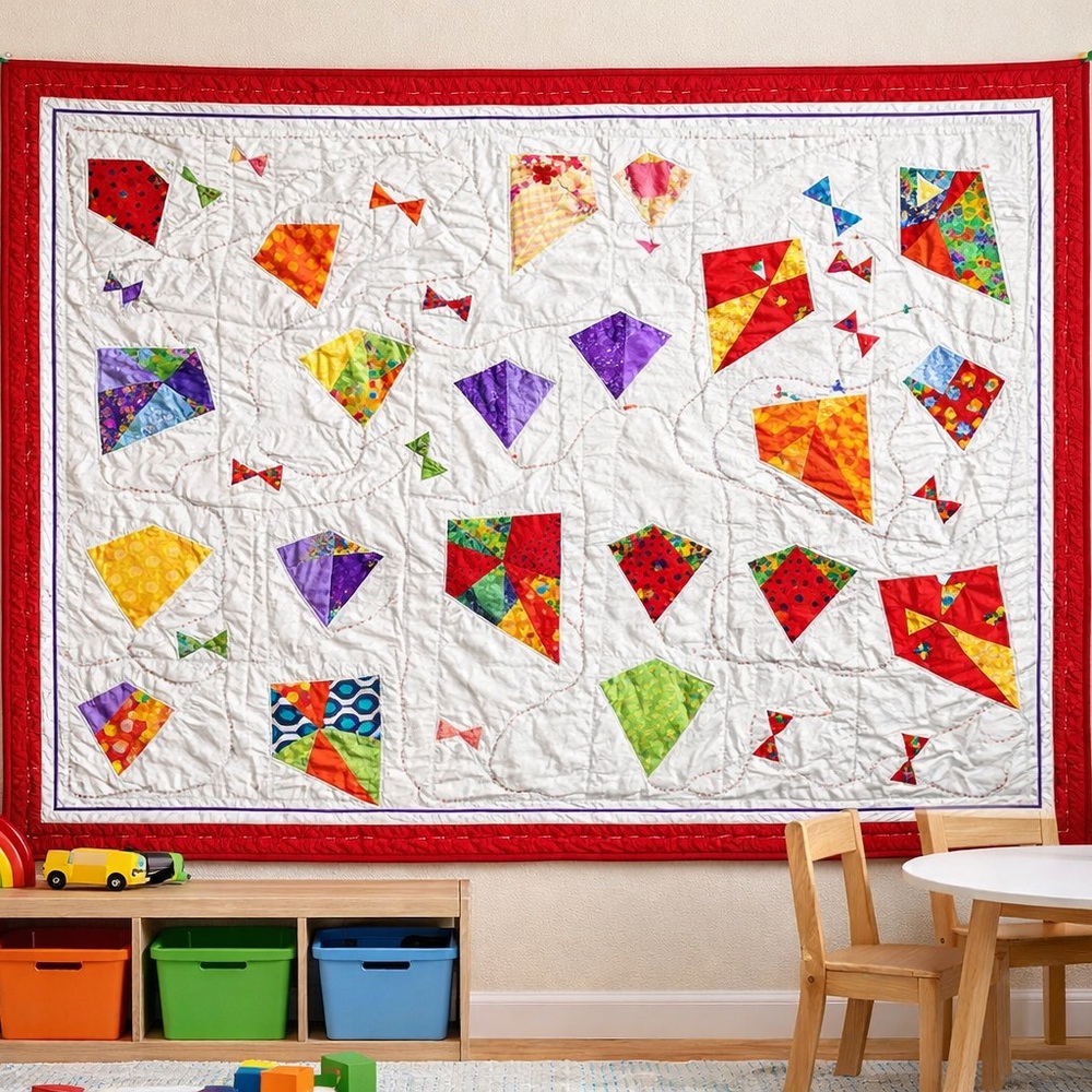 Vintage Patchwork Quilt – Kites / Whimsical Design